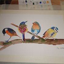 Mein Abschlussprojekt für den Kurs: Illustriere Vögel mit expressiven Aquarelltechniken. Traditional illustration, Watercolor Painting, Realistic Drawing, and Naturalistic Illustration project by Anja Engler - 09.14.2022