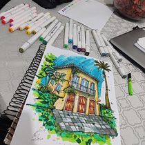 My project for course: Expressive Architectural Sketching with Colored Markers. Sketching, Drawing, Architectural Illustration, Sketchbook & Ink Illustration project by Cleiton Duarte - 09.28.2022