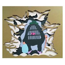 Hacer terapia es bueno (readaptación de la obra de René Magritte "Terapeuta" de 1937). Ilustração tradicional, Artesanato, Design editorial, Papercraft, Stor, telling, Encadernação, Ilustração infantil, e DIY projeto de Jimena Ma - 15.09.2022