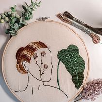 Meu projeto do curso: Retrato bordado com elementos botânicos. Un projet de Broderie , et Design textile de Sara Faria - 16.09.2022