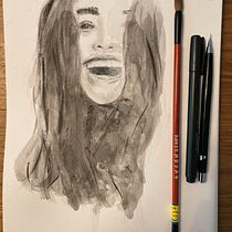 Mi proyecto del curso: Pintura artística con tinta china. Traditional illustration, Fine Arts, Painting, Pencil Drawing, Portrait Drawing, Artistic Drawing & Ink Illustration project by Mercedes Baca - 09.17.2022