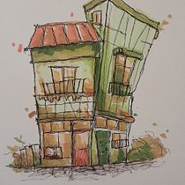 My project for course: Expressive Architectural Sketching with Colored Markers. Sketching, Drawing, Architectural Illustration, Sketchbook & Ink Illustration project by Iolanda Simoes - 09.18.2022