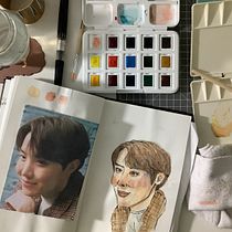Meu projeto do curso: Caderno de retratos em aquarela. Painting, Watercolor Painting, Portrait Drawing, and Sketchbook project by Alejandra Victoria Santos de Souza - 09.18.2022