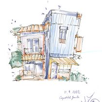 My project for course: Expressive Architectural Sketching with Colored Markers. Sketching, Drawing, Architectural Illustration, Sketchbook & Ink Illustration project by June Ze - 09.19.2022