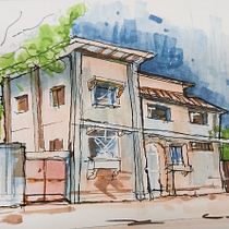 My project for course: Expressive Architectural Sketching with Colored Markers. Sketching, Drawing, Architectural Illustration, Sketchbook & Ink Illustration project by Emile Manigat - 09.19.2022