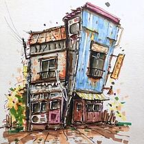Mon projet du cours : Esquisses d'architecture expressives aux feutres de couleur. Sketching, Drawing, Architectural Illustration, Sketchbook & Ink Illustration project by b_placier - 09.20.2022