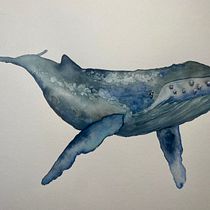 My project for course: Naturalist Illustration Techniques: Whales in Watercolor. Un progetto di Illustrazione tradizionale, Design di poster , Illustrazione digitale e Manga di b_s - 20.09.2022