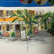 Meu projeto do curso: Caderno de viagem em aquarela. Traditional illustration, Watercolor Painting, Sketchbook, and Architectural Illustration project by Sílvia Roma - 07.09.2023
