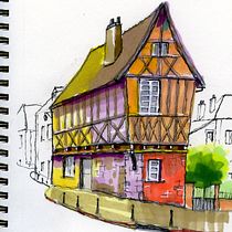 Mon projet du cours : Esquisses d'architecture expressives aux feutres de couleur. Een project van  Schetsen,  Tekening,  Architecturale illustratie, Sketchbook y  Illustratie met inkt van Christian Van Nechel - 21.09.2022
