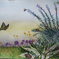 My project for course: Illustrating the Natural World with Watercolor and Charcoal Titled Pollinators Mid-Summer Delight. Traditional illustration, Painting, and Naturalistic Illustration project by pronker_therover - 09.23.2022