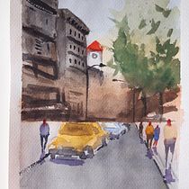 Mon projet du cours : Paysages urbains à l’aquarelle. Un progetto di Belle arti, Pittura ad acquerello e Illustrazione architettonica di Alice b - 26.09.2022