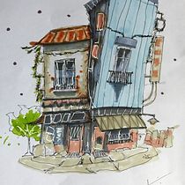 Meu projeto do curso: Desenho arquitetônico expressivo com marcadores coloridos. Een project van  Schetsen,  Tekening,  Architecturale illustratie, Sketchbook y  Illustratie met inkt van mariana_levischi - 26.09.2022