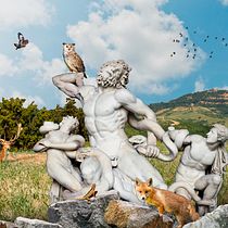 Discovery of the Laocoonte . Een project van Fotografie, Collage, Retoucheren van foto's, Artistieke fotografie, Fotografische compositie y Fotomontage van Giandomenico Gagliano - 25.09.2022