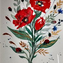 Mon jardin fleuri en suivant la vidéo de Jenny des coquelicots. Un progetto di Illustrazione tradizionale, Belle arti, Pittura, Pittura ad acquerello, Illustrazione botanica e Illustrazione naturalistica di agnes_gendron - 26.09.2022