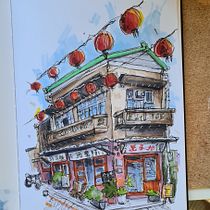 Mein Abschlussprojekt für den Kurs: Expressive Architekturskizzen mit Markern. Een project van  Schetsen,  Tekening,  Architecturale illustratie, Sketchbook y  Illustratie met inkt van Emre - 26.09.2022