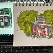 My project for course: Expressive Architectural Sketching with Colored Markers. Sketching, Drawing, Architectural Illustration, Sketchbook & Ink Illustration project by han c - 09.27.2022