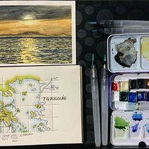 Mi proyecto del curso: Cuaderno de viaje en acuarela. Traditional illustration, Watercolor Painting, Architectural Illustration, and Sketchbook project by Hervé Leblanc - 09.28.2022