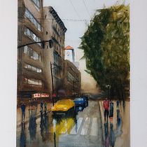 Mi proyecto del curso: Paisajes urbanos en acuarela. Un progetto di Belle arti, Pittura ad acquerello e Illustrazione architettonica di Hervé Leblanc - 28.09.2022