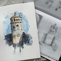 Mój projekt z kursu: Rysunek architektoniczny w akwareli. Un proyecto de Ilustración tradicional, Bocetado, Dibujo, Pintura a la acuarela, Ilustración arquitectónica y Sketchbook de darhena - 28.09.2022