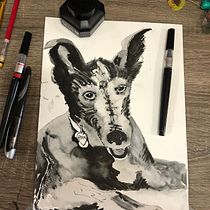 My project for course: Mindful Painting with India Ink. Traditional illustration, Fine Arts, Painting, Pencil Drawing, Portrait Drawing, Artistic Drawing & Ink Illustration project by Katharine Russell - 09.29.2022