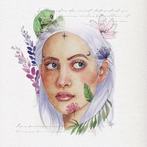 "L'Ame de la Terre" : Mon projet du cours : Portrait illustré à l’aquarelle. Projekt z dziedziny Trad, c, jna ilustracja,  Sztuki piękne,  Malarstwo,  R, sunek, Malowanie akwarelą, Portret,  R, sunek art, st i czn użytkownika Morgane Bouiller - 03.08.2022