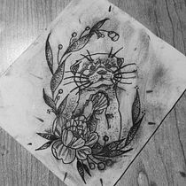 Nutria en puntillismo. Un progetto di Illustrazione tradizionale, Design di tatuaggi e Illustrazione botanica di Esteban Vargas - 30.09.2022