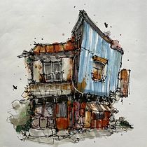 MY Expressive Architectural Sketching with Colored Markers Final Project. Een project van  Schetsen,  Tekening,  Architecturale illustratie, Sketchbook y  Illustratie met inkt van revmyoung - 02.10.2022
