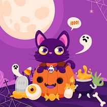 Halloween tierno. Traditional illustration, Fine Arts, Children's Illustration, Narrative, and Color Theor project by Colraices - 10.03.2022