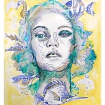 My project for course: Experimental Portraiture with Ink, Tea and Alcohol. Fine Arts, Painting, Drawing & Ink Illustration project by koutna.marianna - 10.05.2022