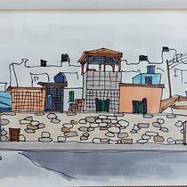 Ierapetra's port "cityscape". Een project van  Schetsen,  Tekening,  Architecturale illustratie, Sketchbook y  Illustratie met inkt van KALLIOPI IOANNA MASTORAKI - 03.10.2022