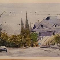 Mon projet du cours : Création de paysages contemporains à l'aquarelle. Projekt z dziedziny  Sztuki piękne i Malowanie akwarelą użytkownika Johanne Kirouac - 05.10.2022