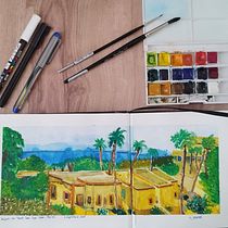 Mon projet du cours : Carnet de voyage à l’aquarelle. Traditional illustration, Watercolor Painting, Architectural Illustration, and Sketchbook project by Morgane Laborde - 10.06.2022