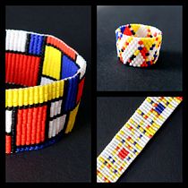 Beading - inspired by the painting of Piet Mondrian. Un progetto di Design di accessori, Artigianato, Design di gioielli e Fiber Art di Olivia Granatowski - 23.09.2022