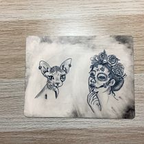 Gato y catrina. Un progetto di Design di tatuaggi di marinitapescaita - 06.10.2022