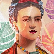 Frida khalo. Ilustração tradicional, Ilustração vetorial, Ilustração digital, e Desenho de retrato projeto de Diego Chaparro - 07.10.2022