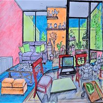 Alegoría de colores neón Ein Projekt aus dem Bereich Traditionelle Illustration, Architektur, Zeichnung, Architektonische Illustration, Innenarchitektur und Artistische Zeichnung von Luciano Odone - 07.10.2022