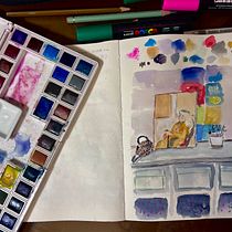 My project for course: Exploratory Sketchbook: Find Your Drawing Style. Un proyecto de Ilustración tradicional, Bocetado, Creatividad, Dibujo, Pintura a la acuarela, Sketchbook y Pintura gouache de Basma Mohammed - 07.10.2022