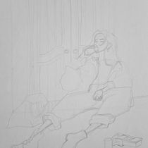 Mi proyecto del curso: Dibujo expresivo de la figura humana: explora formas y colores. Fine Arts, Pencil Drawing, Drawing, Portrait Drawing, Realistic Drawing, Figure Drawing, and Gouache Painting project by Alex Vargas - 10.01.2022