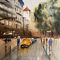 Mi proyecto del curso: Paisajes urbanos en acuarela. Un progetto di Belle arti, Pittura ad acquerello e Illustrazione architettonica di Laura - 11.10.2022