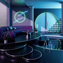 My project for course: 3D Interior Visualizations: Design Retro Spaces in Cinema 4D. 3D, Modelagem 3D, e Arquitetura digital projeto de Luca Zanibellato - 12.10.2022