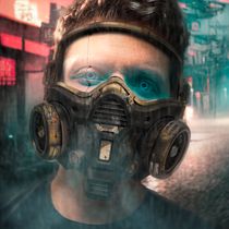 Autoretrato futurista - Ciberpunk. Un projet de Postproduction photographique, Retouche photographique, Photographie numérique, Composition photographique , et Photomontage de Emilio Corrales Chacón - 11.10.2022