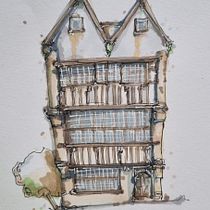 c1400 Merchants House, Plymouth,  Devon UK. Sketching with Colored Markers. Sketching, Drawing, Architectural Illustration, Sketchbook & Ink Illustration project by andy_hobbs68 - 10.14.2022
