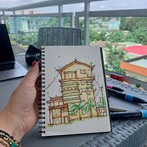 Mon projet du cours : Esquisses d'architecture expressives aux feutres de couleur. Sketching, Drawing, Architectural Illustration, Sketchbook & Ink Illustration project by ej_cartron - 10.15.2022
