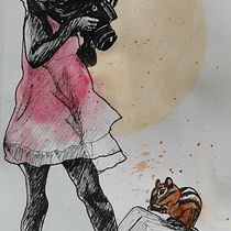 Mon projet du cours : Illustration composée de hachures et de taches de peinture. Character Design, Fine Arts, Painting, Watercolor Painting, Portrait Drawing, and Artistic Drawing project by madelp - 10.03.2022