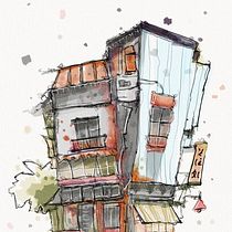 My project for course: Expressive Architectural Sketching with Colored Markers. Sketching, Drawing, Architectural Illustration, Sketchbook, Ink Illustration, and Digital Architecture project by irisugiura - 10.15.2022