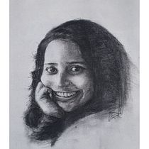 A gift to my wife as an outcome from the course: Realistic Portraits Using Charcoal. Ilustração tradicional, Artes plásticas, Desenho, Desenho de retrato, e Desenho realista projeto de Kaustubh Ghanekar - 18.10.2022