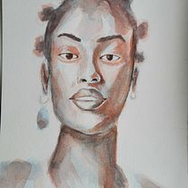 Mon projet du cours : Portrait artistique à l’aquarelle. Fine Arts, Painting, Watercolor Painting, and Portrait Drawing project by pennecgwladys - 10.18.2022