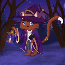 My project for course: Illustrating Fantastical Animals with Procreate - Witchy Cat. Traditional illustration, Character Design, Drawing, Digital Illustration, Stor, telling, and Narrative project by siobhanvalerie - 10.18.2022