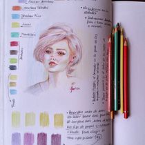 Lily Collins. Drawing, Portrait Drawing, Sketchbook, and Colored Pencil Drawing project by Ana Maria Aranda - 10.20.2022