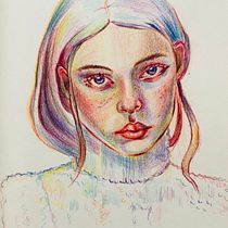 My project for course: Vibrant Portrait Drawing with Colored Pencils_Update 06 Dec. Drawing, Portrait Drawing, Sketchbook, and Colored Pencil Drawing project by Hannah Gao - 12.05.2022